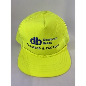 Dearborn Brass Capital Neon Yellow Snapback Hat Cap Braid Vtg